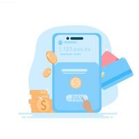 The concept of financial transactions in online shopping. Using digital payment methods such as bank cards and e-wallets to complete purchases. vector