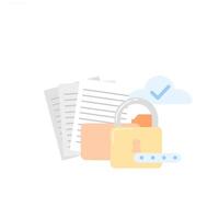 Illustration of folder containing confidential documents, Cloud security concept. can be used for banners, websites, and landing pages. vector
