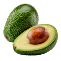 Fresh Green Avocado Pair with Seed in Half on Transparent Background, Healthy Food png