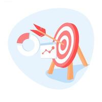 Setting clear business goals, targeting the right customers for revenue development and growth, The concept of the arrow on target. vector