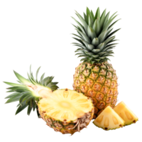 Fresh Pineapple Still Life with Slices on Transparent Background, Tropical Fruit png