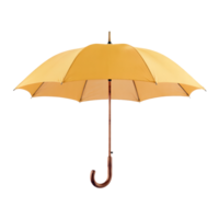 Open Golden Umbrella, Elegant Wooden Handle and Shaft with Transparent Background Design png