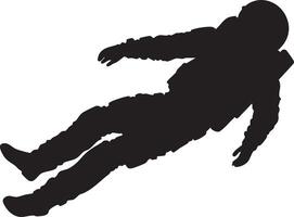 An astronaut falling in silhouette on a white background vector