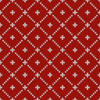 Winter knitted pattern. Nordic ethnic style ornament with dots and rhombs. Holiday background. Diamond pattern seamless texture. vector