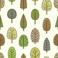Seamless pattern with hand-drawn trees. vector