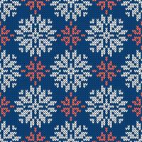 Scandinavian knitted seamless pattern. Norwegian native style sweater with snowflakes. Wool texture. Winter holiday background, illustration vector