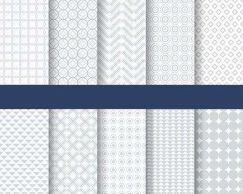 Set of ten subtle seamless patterns. Classic monochrome textures. Gray colors, illustration, swatches are included.
