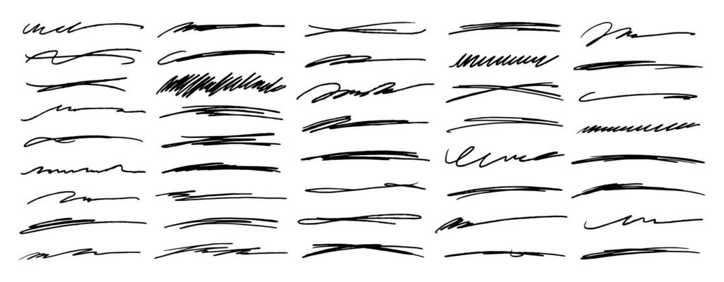 grunge lines underline handdrawn highlighting elements. rough brush stripes, doodle scribbles