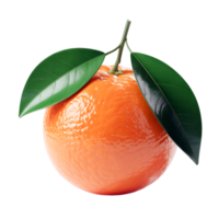 Juicy Orange with Green Leaves on Transparent Background Closeup Fruit Freshness png