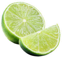 Half of Lime and Slice with Juicy Green Texture on Transparent Background png