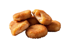 Realistic Chicken Nuggets Isolated on Transparent Background - Crispy Snack with Soft Shadow for Menu or Packaging png