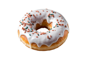 Realistic Doughnut with Icing Isolated on Transparent Background Sweet Pastry for Menu or Branding Design png