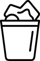 A black and white outline of a bucket with a towel vector