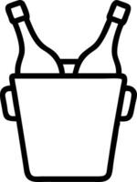A black and white drawing of a bucket with two bottles vector