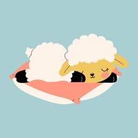 A sweet cartoon sheep peacefully dreaming, with a soft and fluffy appearance perfect for bedtime, nursery themes, or relaxing visual designs vector
