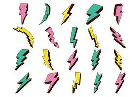 Retro Colorful Thunderbolt Element vector