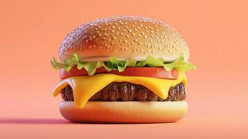 A hamburger is shown on an orange background photo