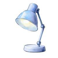 Modern desk lamp with metallic finish, adjustable arm, and illuminated light bulb, designed for task lighting in workspaces or study areas png