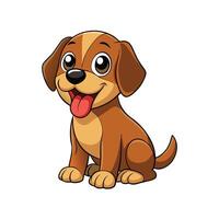 Cartoon Puppy Dog with Happy Expression Sitting, Showing Tongue on White Background vector