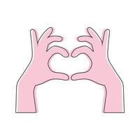 Hands making heart line icon. Heart shape gesture vector