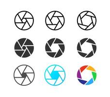 camera shutter aperture with different iso. Camera lens diaphragm symbol vector