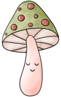 A fun green mushroom cartoon with red dots. A colorful and unusual poisonous mushroom illustration. Perfect for fantasy themes, children's books, game design, stickers, and nature-inspired graphics. png