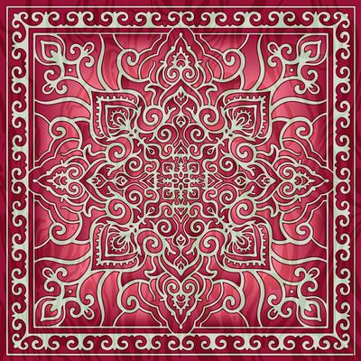 Silk scarf ornament with Asian nomadic patterns