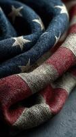 American flag fabric draped with detail showcasing texture and color in a close-up view photo