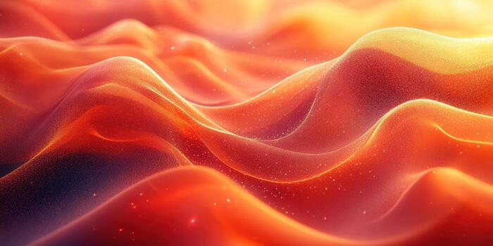 Waves of vibrant orange and red textures create an abstract landscape resonating warmth and energy in a surreal environment photo