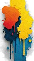 Colorful paint splashes create an abstract artwork with vibrant hues on a textured background photo