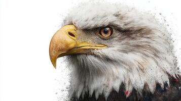 Majestic close-up of an eagle showcasing its sharp eyes and powerful beak in natural habitat during sunny daylight photo