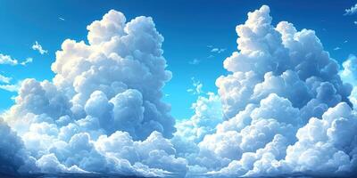 Majestic fluffy clouds dominate a vibrant blue sky during a serene afternoon photo