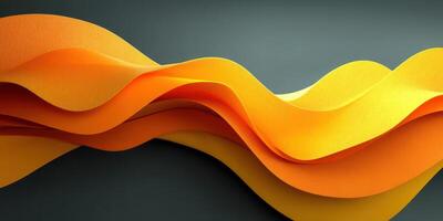 Colorful waves of orange and yellow paper create a dynamic abstract design, showcasing texture and movement in a modern setting photo