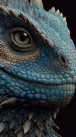 Brightly colored lizard showcasing intricate scale patterns in close-up view photo