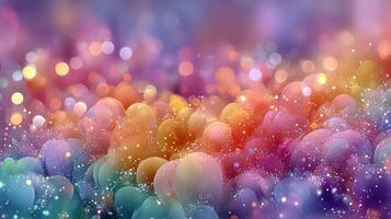 Colorful abstract background filled with vibrant hues and glowing bokeh lights during a soft dusk photo