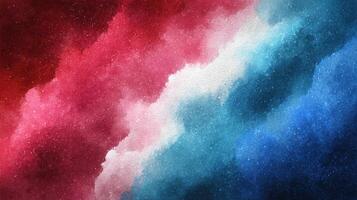 Vibrant abstract painting showcasing swirling waves of red, white, and blue tones with a starry texture and cosmic feel photo