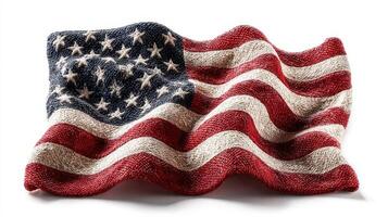 Waving American flag made of texture fabric symbolizing national pride and patriotism displayed against a clean background photo