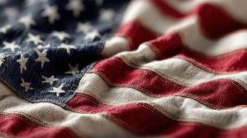 Waving American flag in vibrant colors showcasing stars and stripes during a sunny day photo