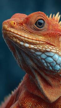 Close-up of vibrant lizard highlighting intricate textures and colors in natural light photo
