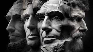 Significant American leaders represented in striking stone carvings at famous monument location photo