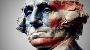 George Washington sculpture with American flag design in a patriotic display of national pride and history photo