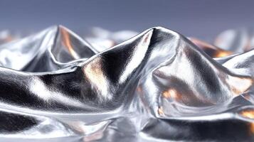 Shimmering metallic landscape reflecting light in a surreal visual composition at twilight photo