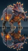 Dinosaurs brought to life in stunning detail with realistic textures and reflections highlighting their ancient majesty photo