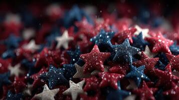 Colorful stars in red, white, and blue create a festive atmosphere for celebrations in a close-up display photo