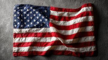 Vibrant American flag displayed on textured background symbolizing patriotism and national pride photo