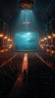 Vibrant underwater theater experience captivates a full audience in an ornate vintage venue photo