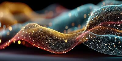 Colorful abstract wave design with shimmering particles and smooth transitions in digital art photo