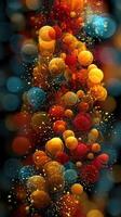 Colorful abstract bubbles create a vibrant display with shimmering light effects photo