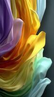 Colorful silk fabric layers create a vibrant abstract design inspired by natural drapery photo
