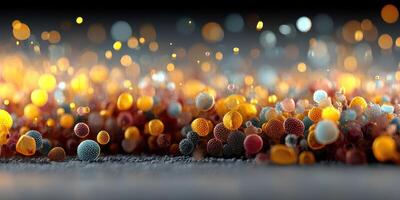 Colorful particles create a mesmerizing abstract background showcasing science and art in a dynamic visual arrangement photo